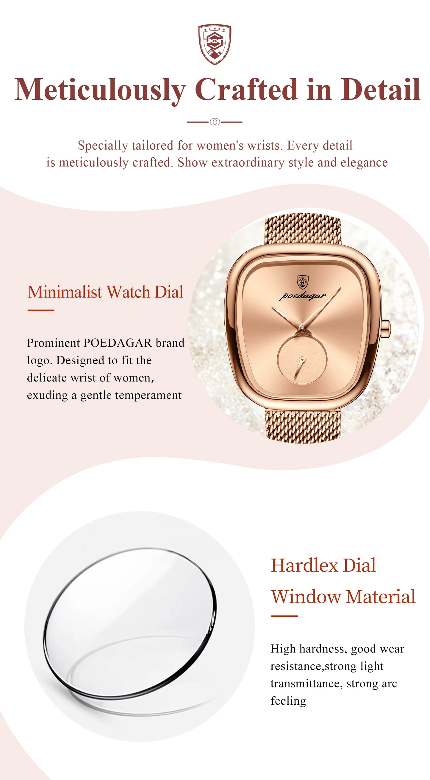 POEDAGAR Top Elegant Fashion Woman Wristwatch Waterproof Stainless Steel Ladies Watch Luxury Women's Quartz Watches Female Reloj