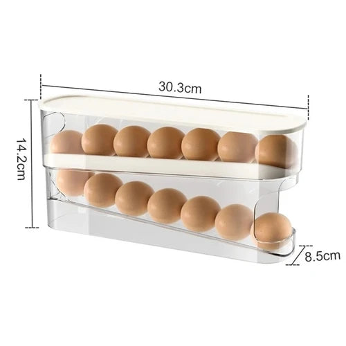 Bilayer Fridge Egg Storage Box Automatic Rolling Eggs Holder Rack Ladder Style Refrigerator Eggs Dispenser Egg Organiser Holder