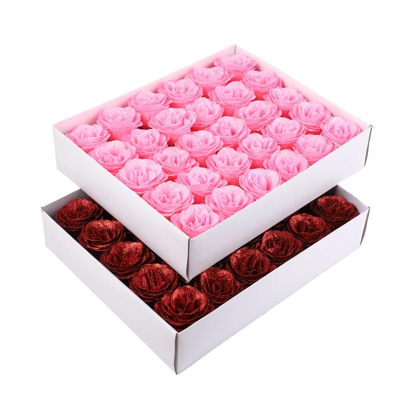 5-20Pcs Red Glitter Artificial Rose Flowers Bouquet Wedding Bridal Shower Decoration Valentines Day Gift Birthday Party Decor
