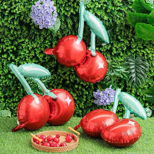 3/4/5/6pcs Cherry Aluminum Film Balloon Fruit Theme Sweet Girl lovely Cherry Birthday Party Valentine Scene Decoration Balloon