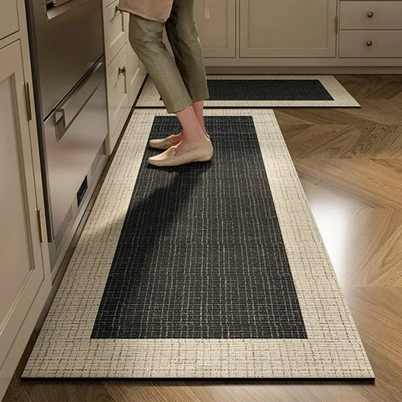 Carpet for Kitchen Floor Mat Pvc Leather Waterproof Non-slip Long Rug Oil-proof Foot Mats Pink Flower Home Decoration Rugs
