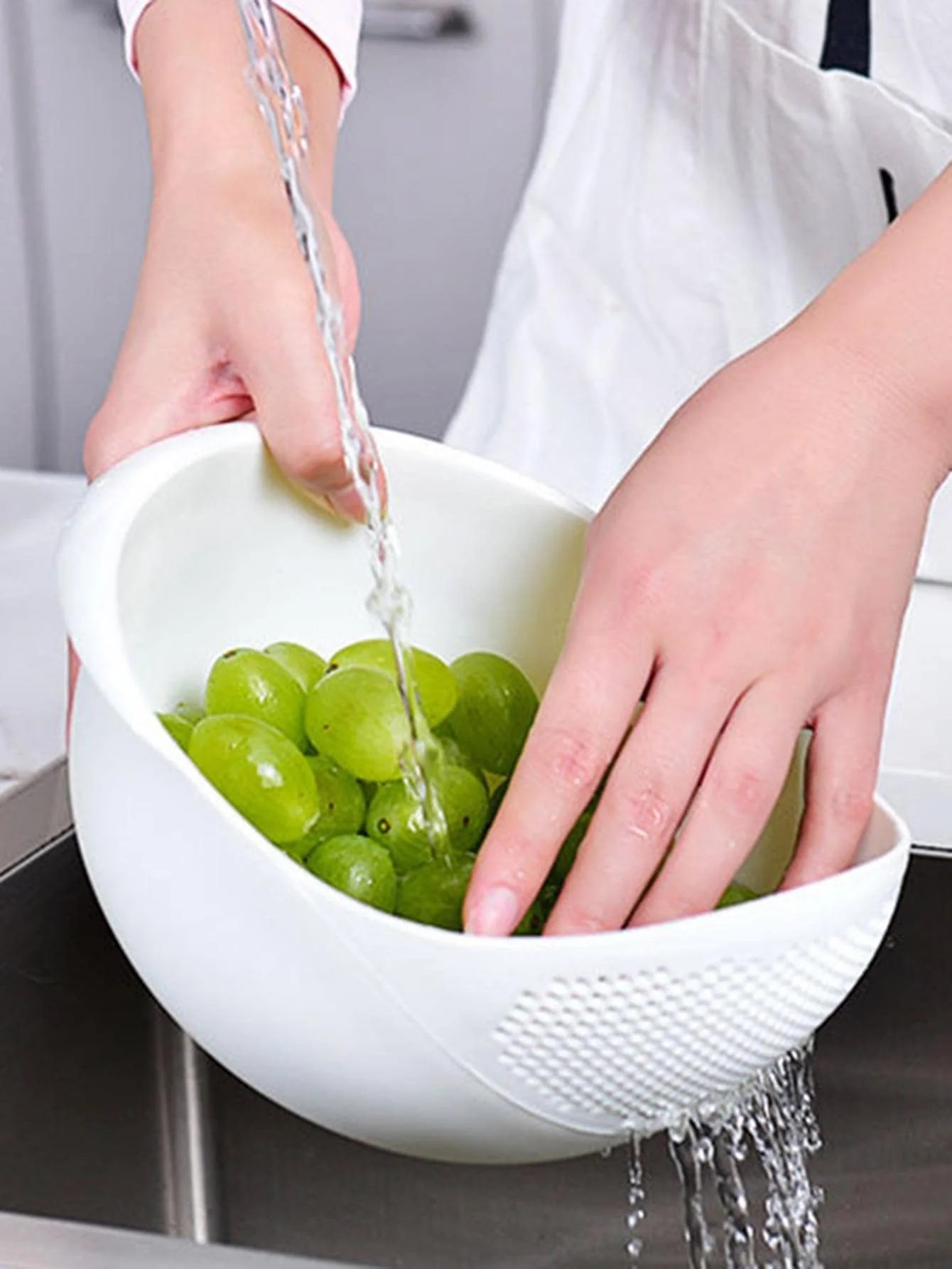 1PC Colander Rice Bowl Drain Basket Fruit Bowl Washing Drain Basket with Handle Washing Basket Home Kitchen Organizer