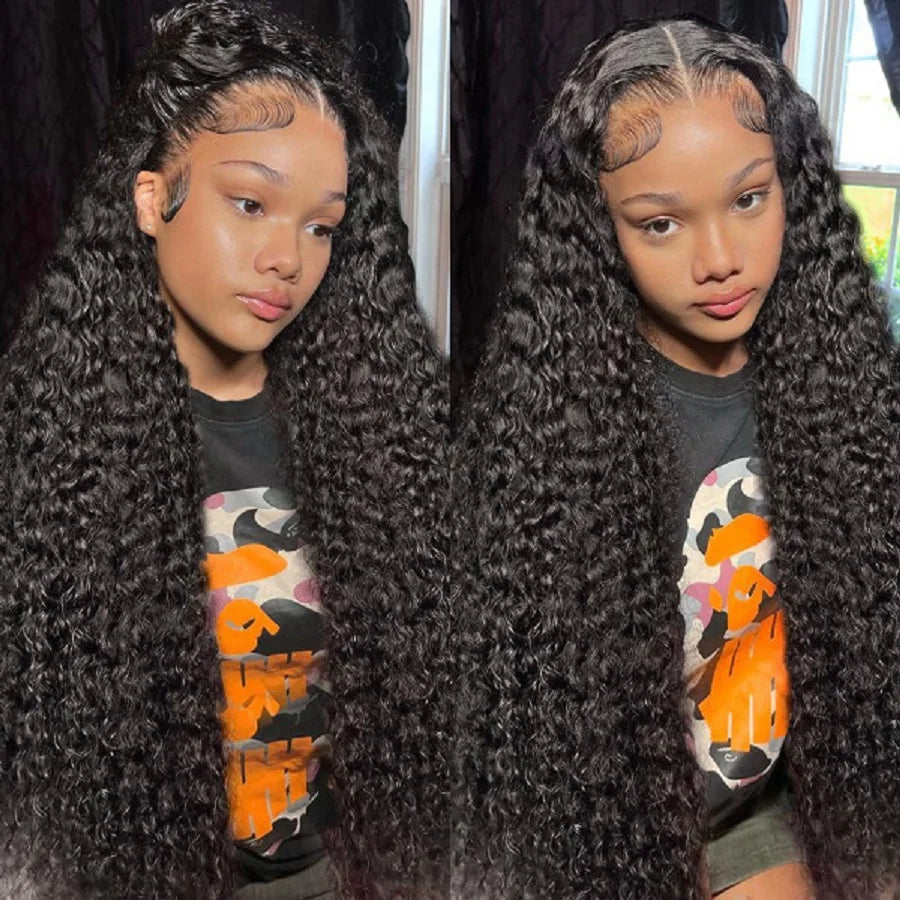 13x4 Hd Kinky Curly Lace Frontal 100% Human Hair Wigs Pre Plucked Brazilian Glueless Water Wave 4x4 Lace Closure Wigs Curly Wave