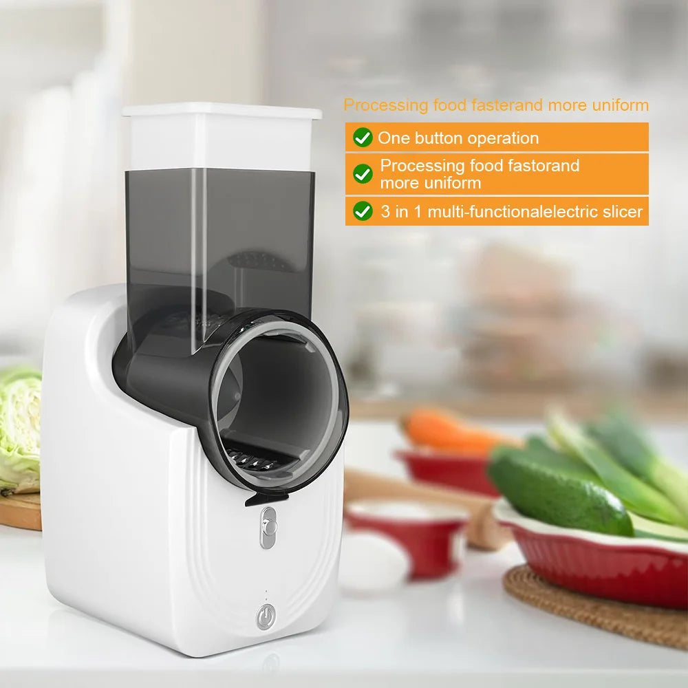 Multi-function Vegetable Cutter Electric Vegetable Slicer Shredder Kitchen Cheese Vegetable Chopper 3 in 1 UK Plug