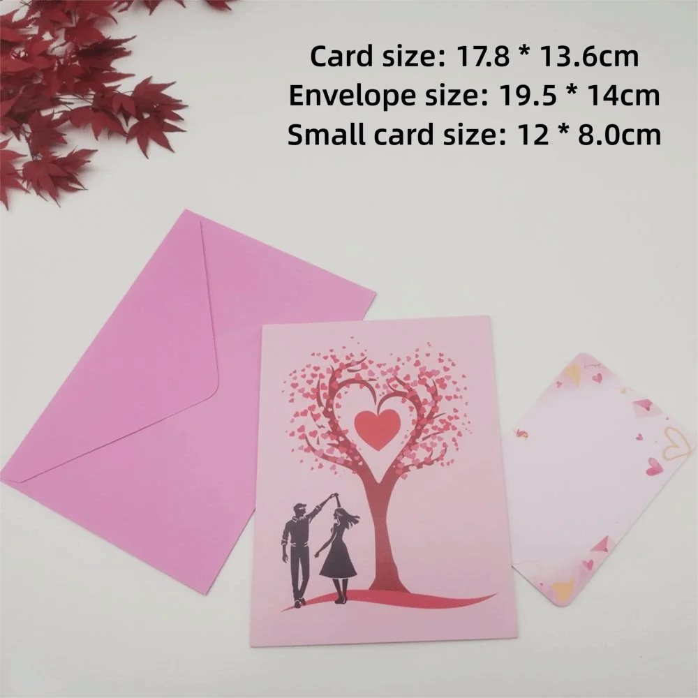 Romantic Theme Anniversary Card Pop-Up Mechanism 3D Heart Tree Couple Card Heart Tree Design 3D Love Tree Card Valentines Day