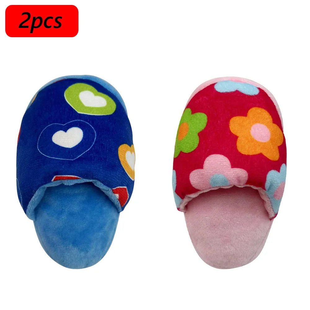 Puppy Chew Toy with Squeaker – Funny Plush Slipper for Small Dogs, Teeth-Cleaning Toy for French Bulldogs & Shiba Inus