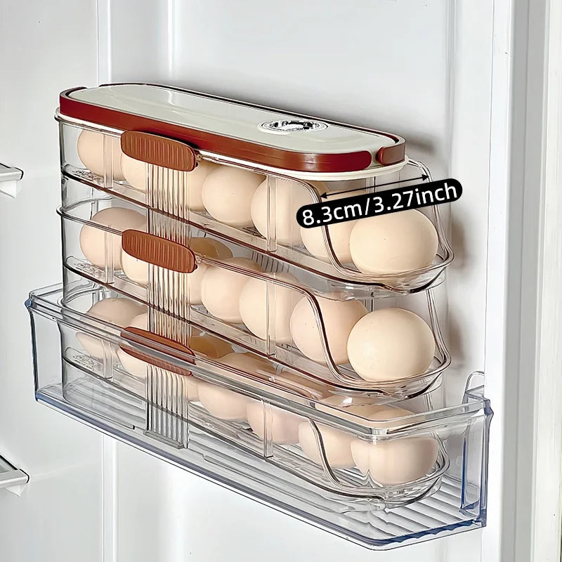 1 piece, Egg storage box, automatic rolling refrigerator egg rack storage, hand-held egg refrigerator side door storagerack