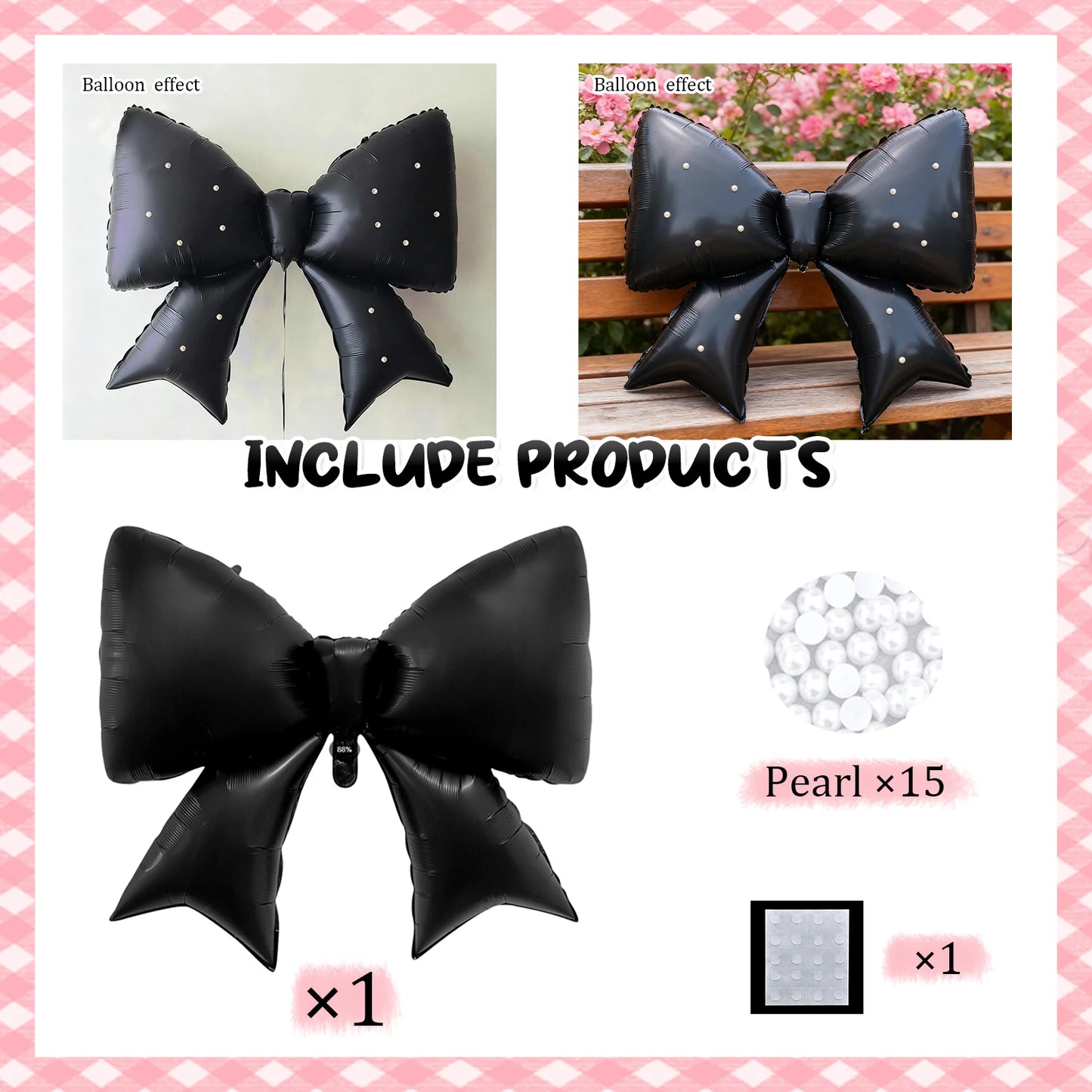 Bow aluminum foil balloon strap with pearl decoration for birthday party, wedding proposal, shower party decoration