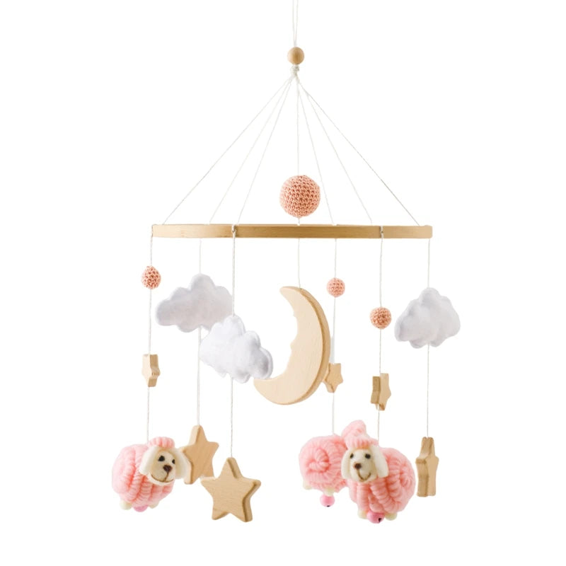 Baby Crib Mobile Rattle Toy For 0-12 Months Cartoon Felt Forest Animal Bed Bell Hanging Wooden Bracket Mobile Newbaby Rattle Toy