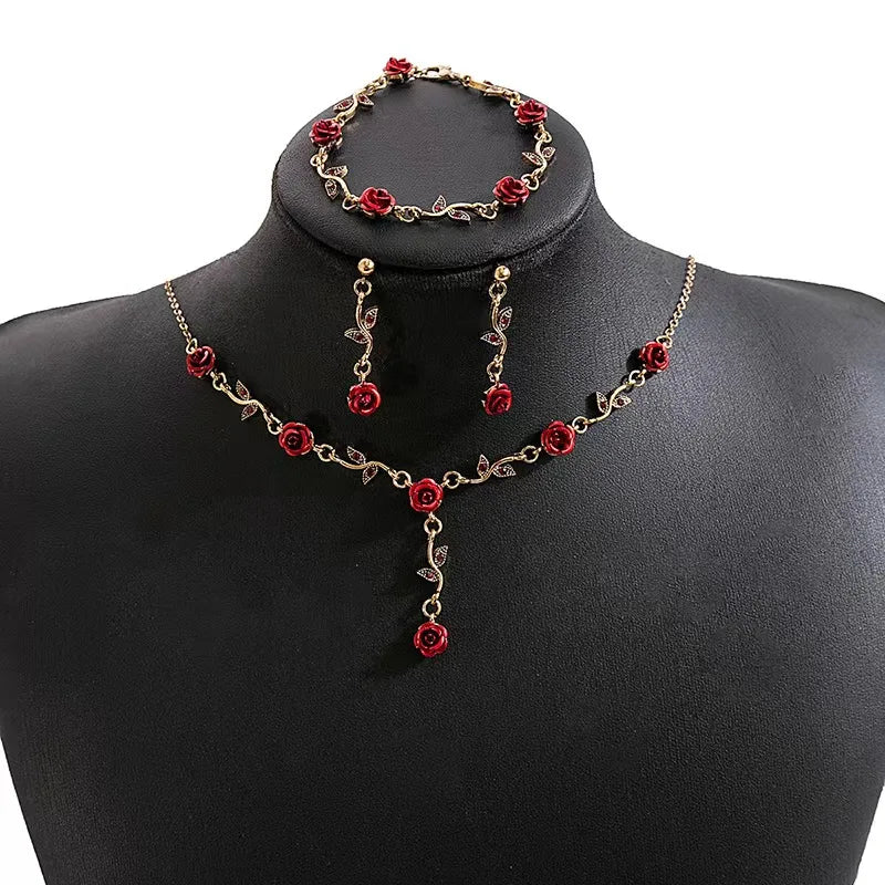 Rose Flower Bracelet Set