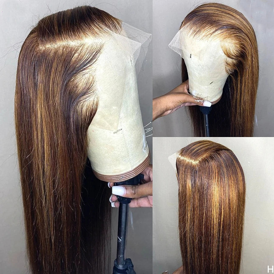 Highlight Wig Human Hair Brazilian 13x4 Straight Lace Front Wig Ombre Honey Blonde 13x6 Hd Lace Frontal Wig For Women Preplucked