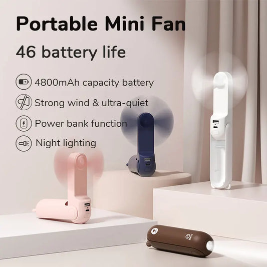 JISULIFE Portable Mini Handheld Fan USB 4500mA With Flash Light