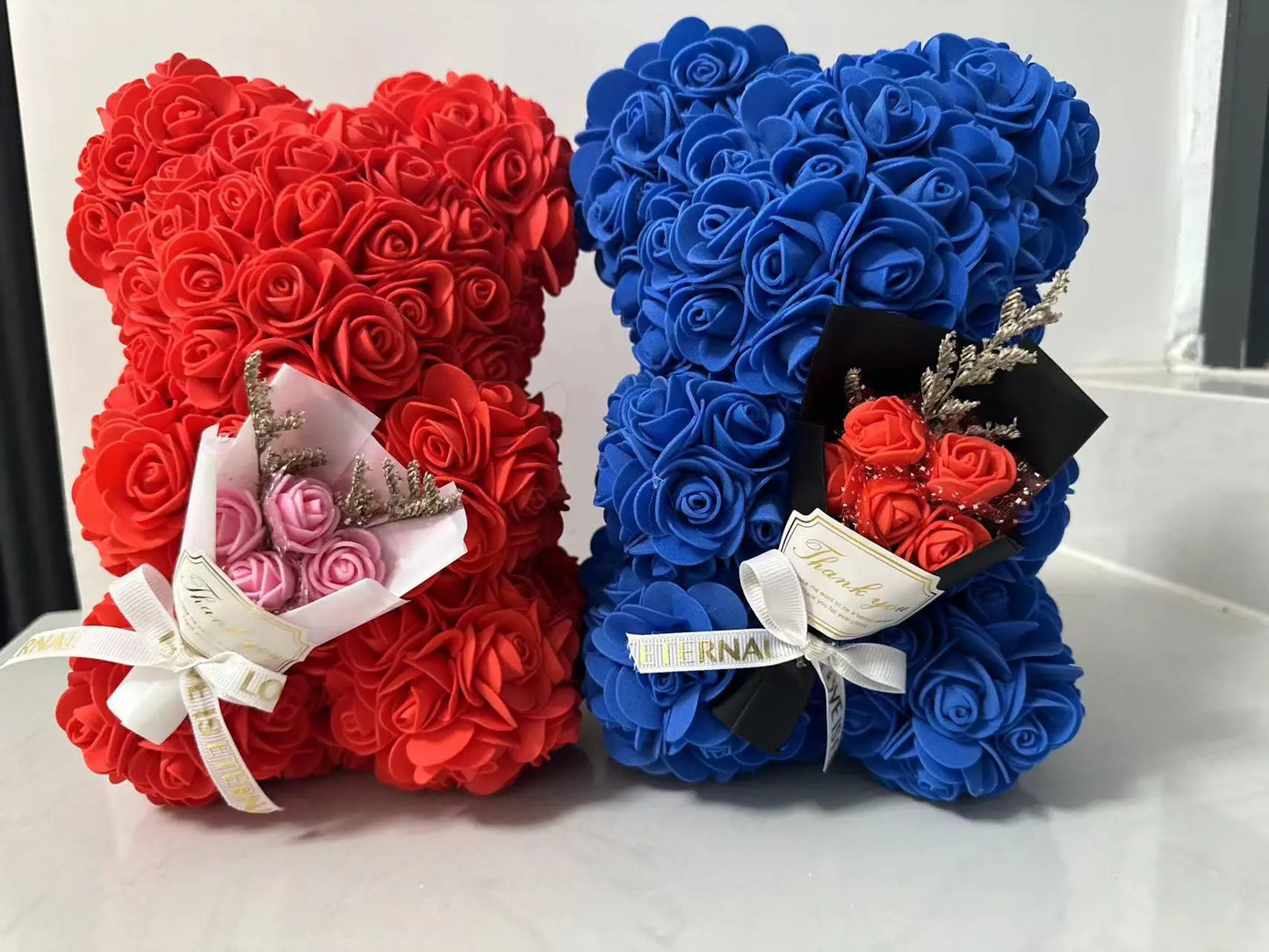Valentines Day Gift 25cm Artificial Rose Bear With Box For Girl Friend Women Mother's Day Gift Brithday Present Wedding Party