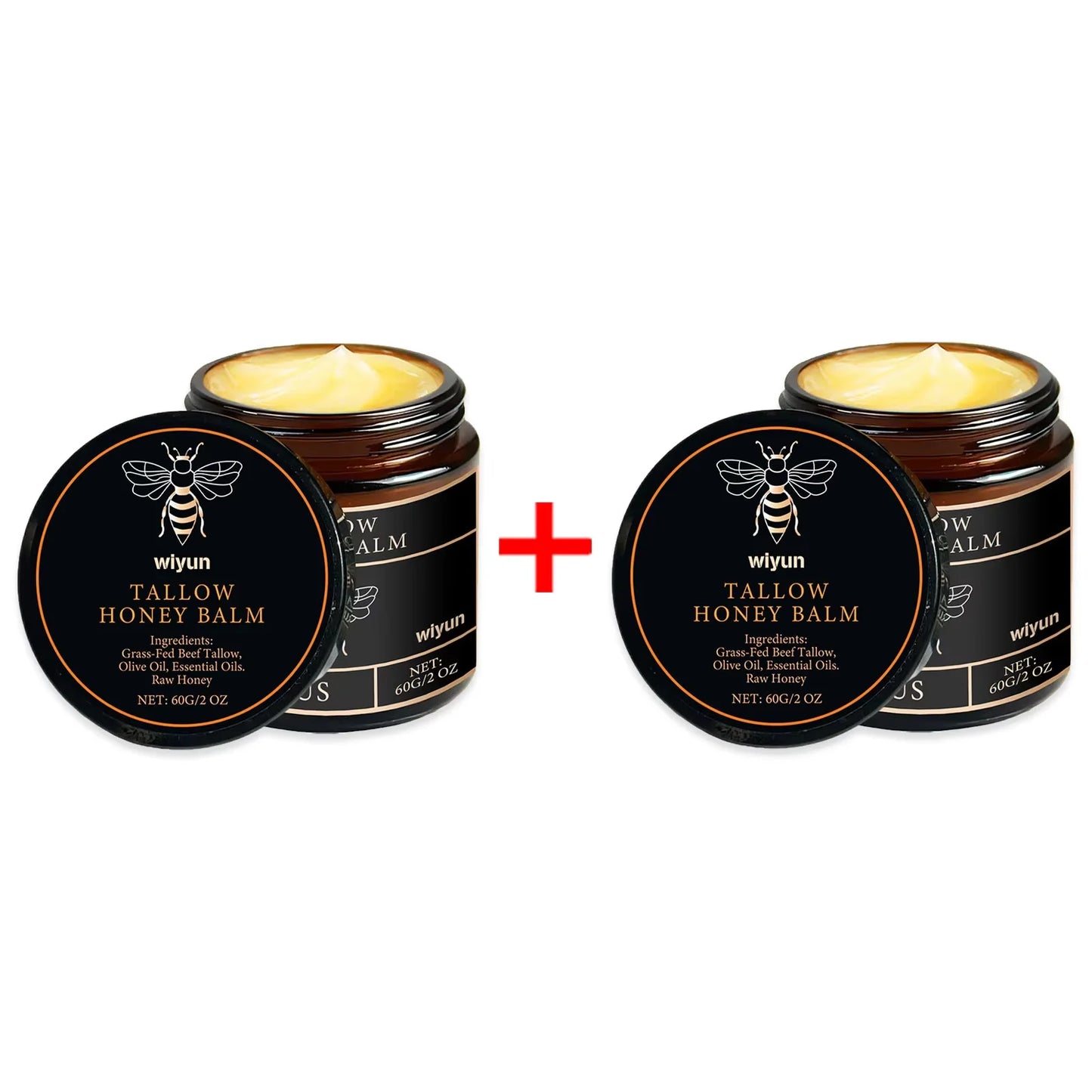 Grass-Fed Beef Tallow Balm with Raw Honey, Moisturising Cream for Soft, Smooth Skin, Beef Tallow for Skin Care, Handmade, Natural Moisturising Cream
