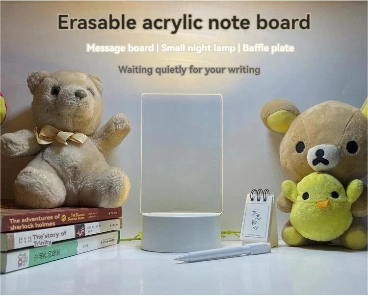 Handwritten Message Board LED Night Light USB Rechargeable Warm Light Kids Girlfriend Gift Home Decor Rewritable Note Pad Lamp