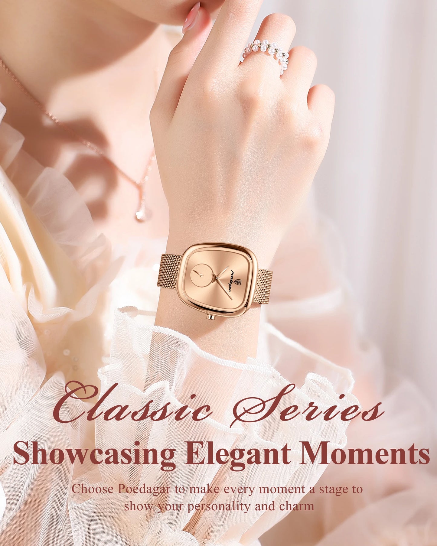 POEDAGAR Top Elegant Fashion Woman Wristwatch Waterproof Stainless Steel Ladies Watch Luxury Women's Quartz Watches Female Reloj