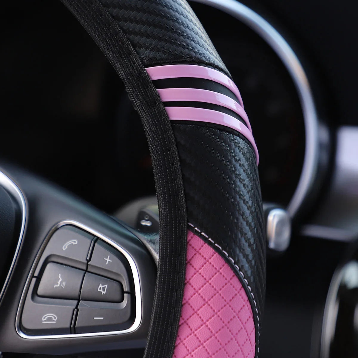 1 little monster PU embossed leather automotive supplies without inner ring steering wheel cover fits 14.5-15 inches