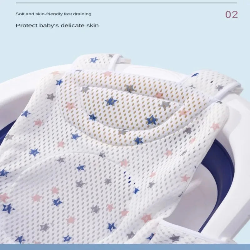 Baby Bath Net Mat Children Newborn Adjustable Bathtub Pillow Seat Cushion Cross-shaped Anti-slip Bathtub Shower Cradle Bed Seat