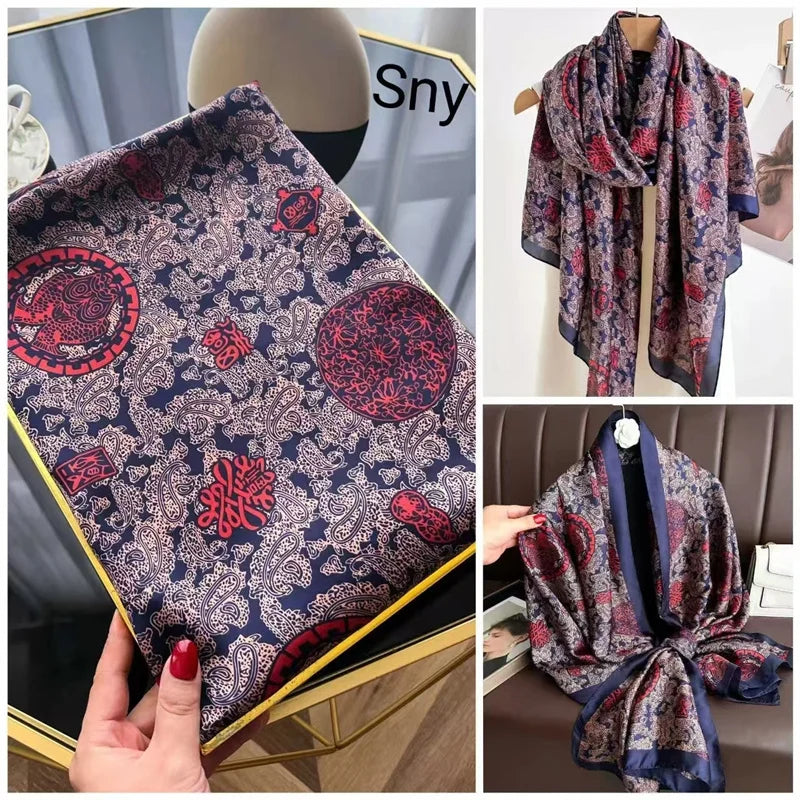 Tensili Brocade Satin Scarf Printed Silk Shawls