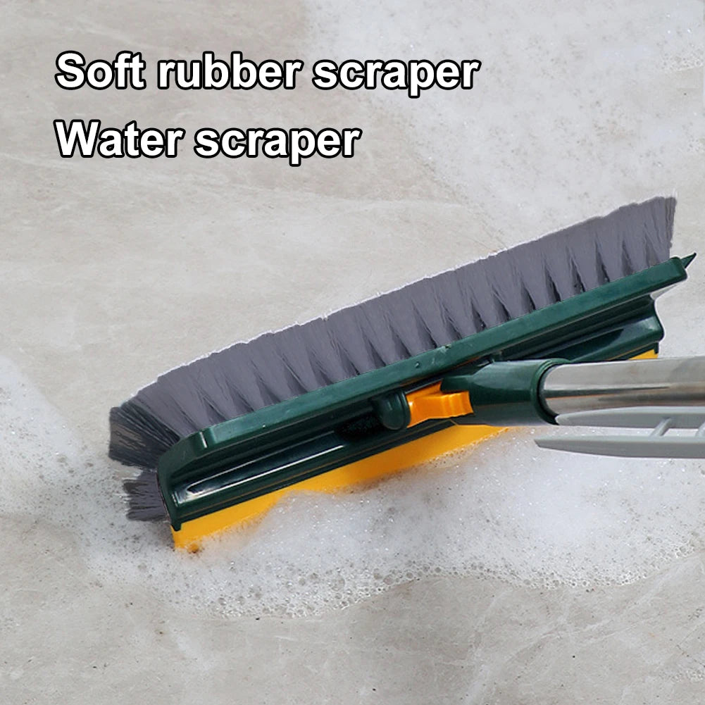 3 in 1 Floor Scrub Brush with Right Angled Bristle & Scraper Long Handle Grout Brush Shower Scrubber for Bathroom Tub Tile Floor