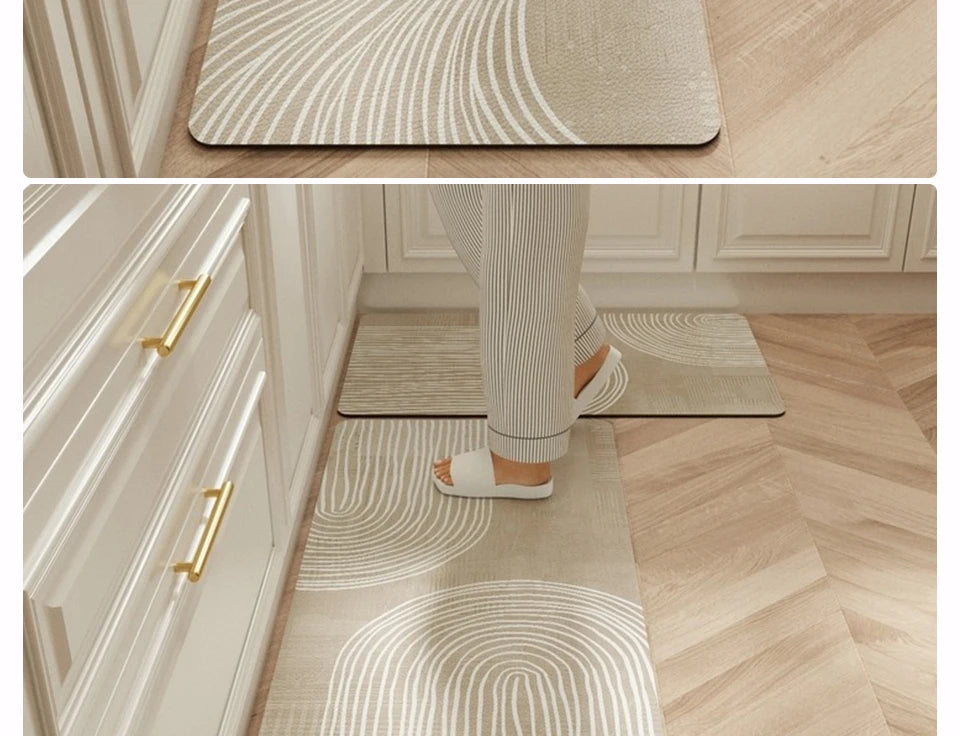 Carpet for Kitchen Waterproof Floor Mat Beige Carpets Pvc Leather Non-slip Oil-proof Long Foot Mats Home Decoration Rug Balcony
