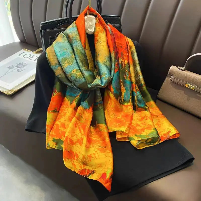 Tensili Brocade Satin Scarf Printed Silk Shawls
