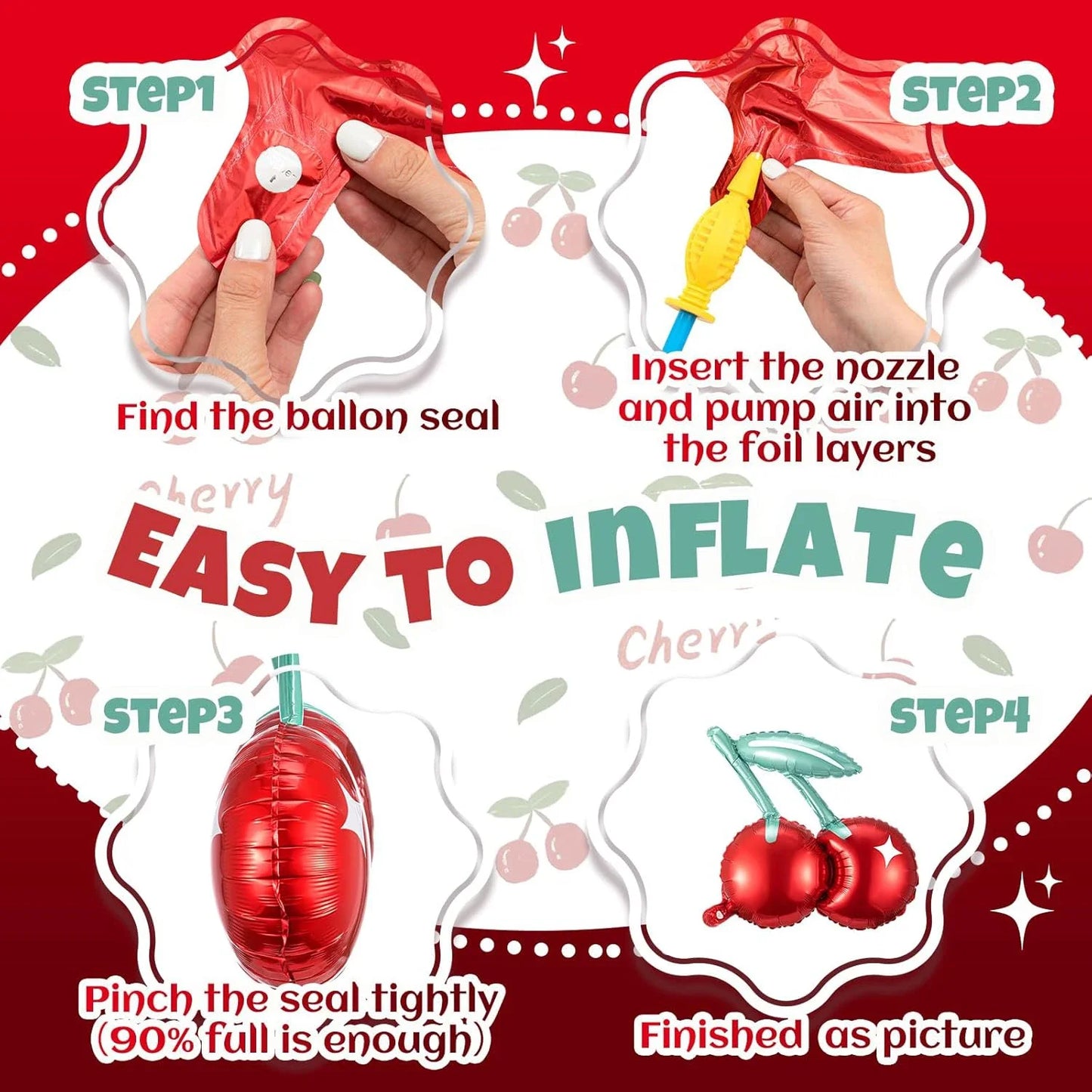 3/4/5/6pcs Cherry Aluminum Film Balloon Fruit Theme Sweet Girl lovely Cherry Birthday Party Valentine Scene Decoration Balloon