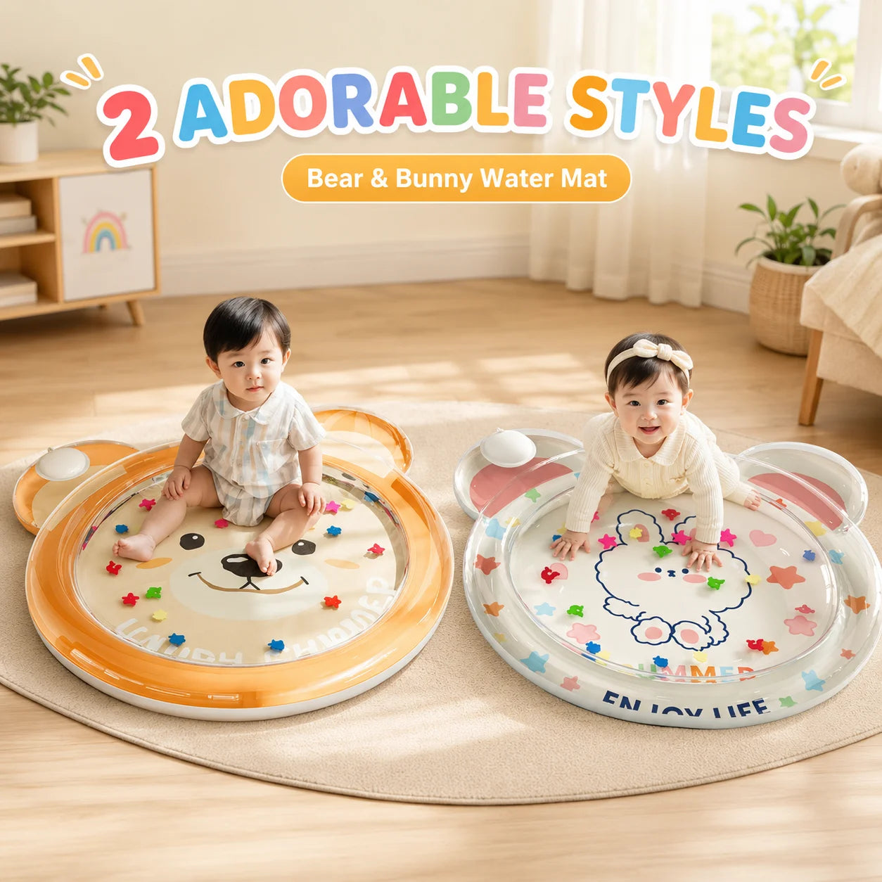 1PC Tummy Time Water Mat, Inflatable Sensory Play Pad, Water Filled Pat Mat Infant Floor Activity Toy for Toddlers