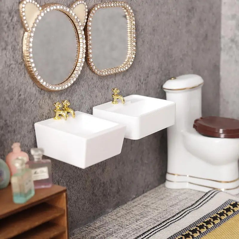 1/12 Dollhouse Bathroom Wash Basins Sinks Model Furniture Decoration Dolls Home Accessories