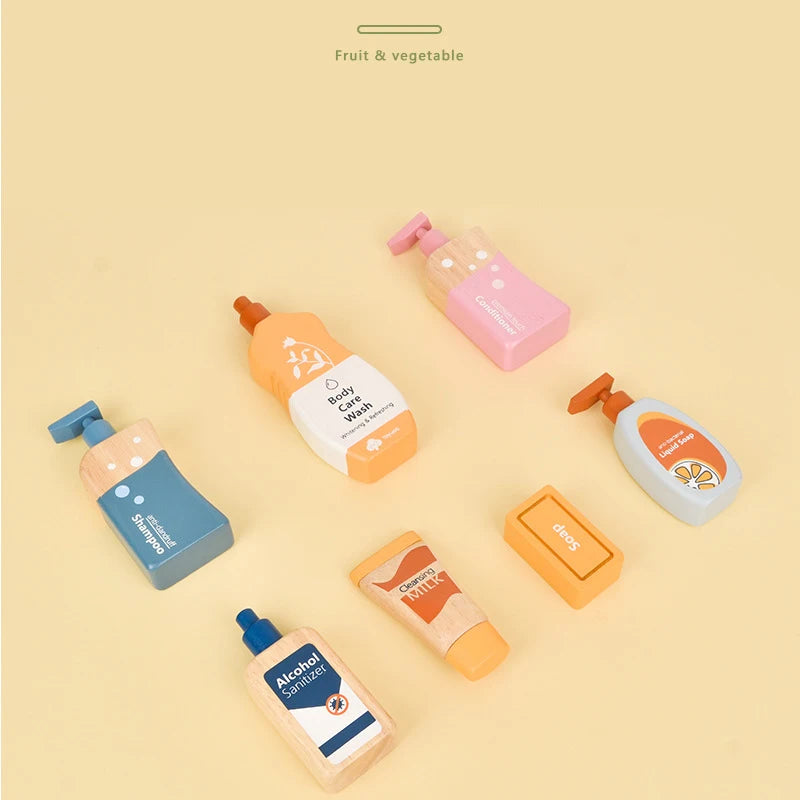 Children Pretend Play Toy Wooden Baby Care Washing Set Kids Imitation Game for Girls Montessori Learning Educational Toy