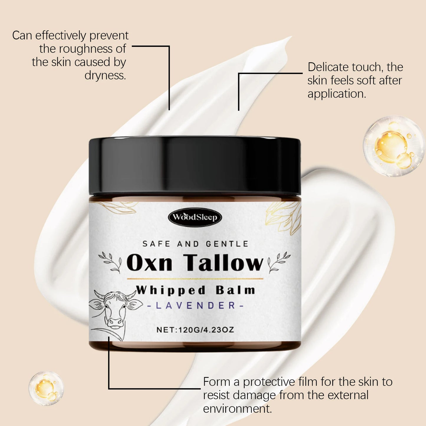 Beef Tallow Cream for Dry Damaged Skin
