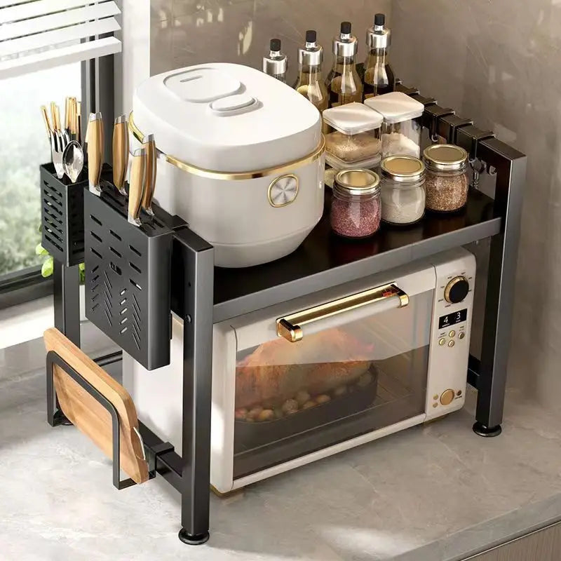 Kitchen Microwave Rack Retractable Oven Storage Rack Desktop Multi-layer Household Multifunctional Storage Rack