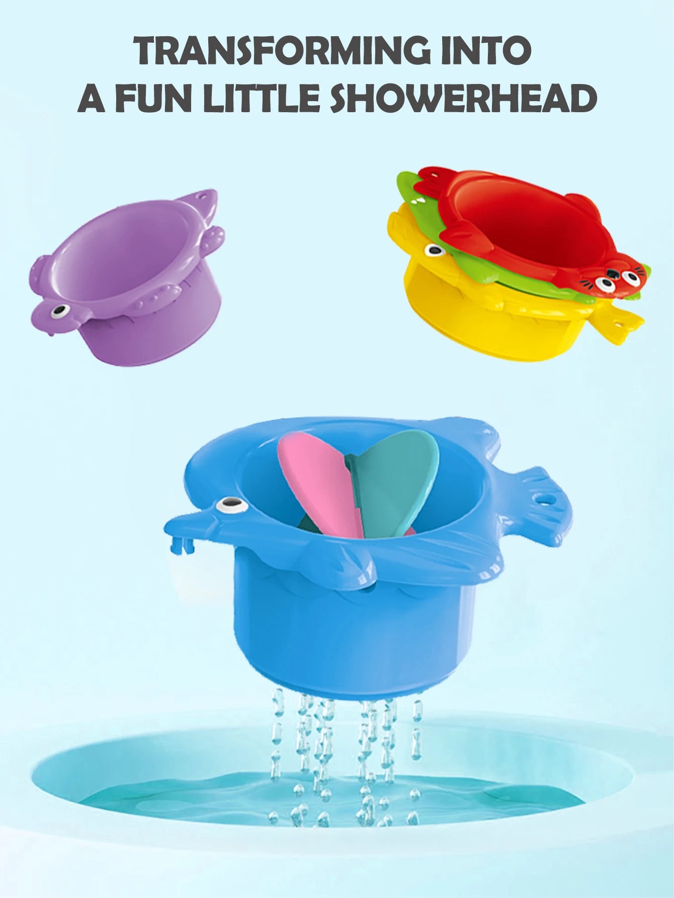 Baby Bath Toys, Stacking Cup Toddler Toy Random Colors Ocean Stacking Tower Bathtub Water Beach Play Bathroom Game Gifts