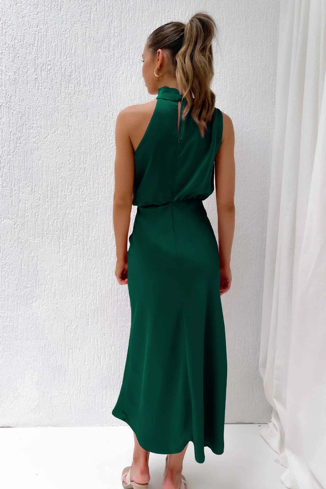 Summer High-End Silk Satin Sleeveless Long Dress Women Fashion Elegant Celebrity Dresses Evening Dress Party Clothes Ladies