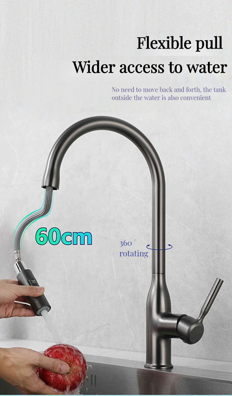 GEGVE Removable Kitchen Sink Faucet Spring Faucets Pull Out Spout Mixer Tap Hot Cold Water with Pull Down Tap Sprayer Cooking