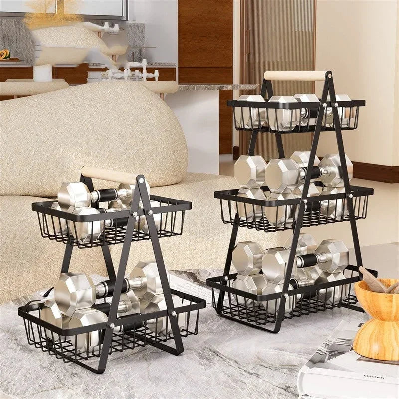 2-3 Tiers Countertop Fruit Basket Portable Iron Art Kitchen Organiser for Fruits Bread Snacks Storage Rack