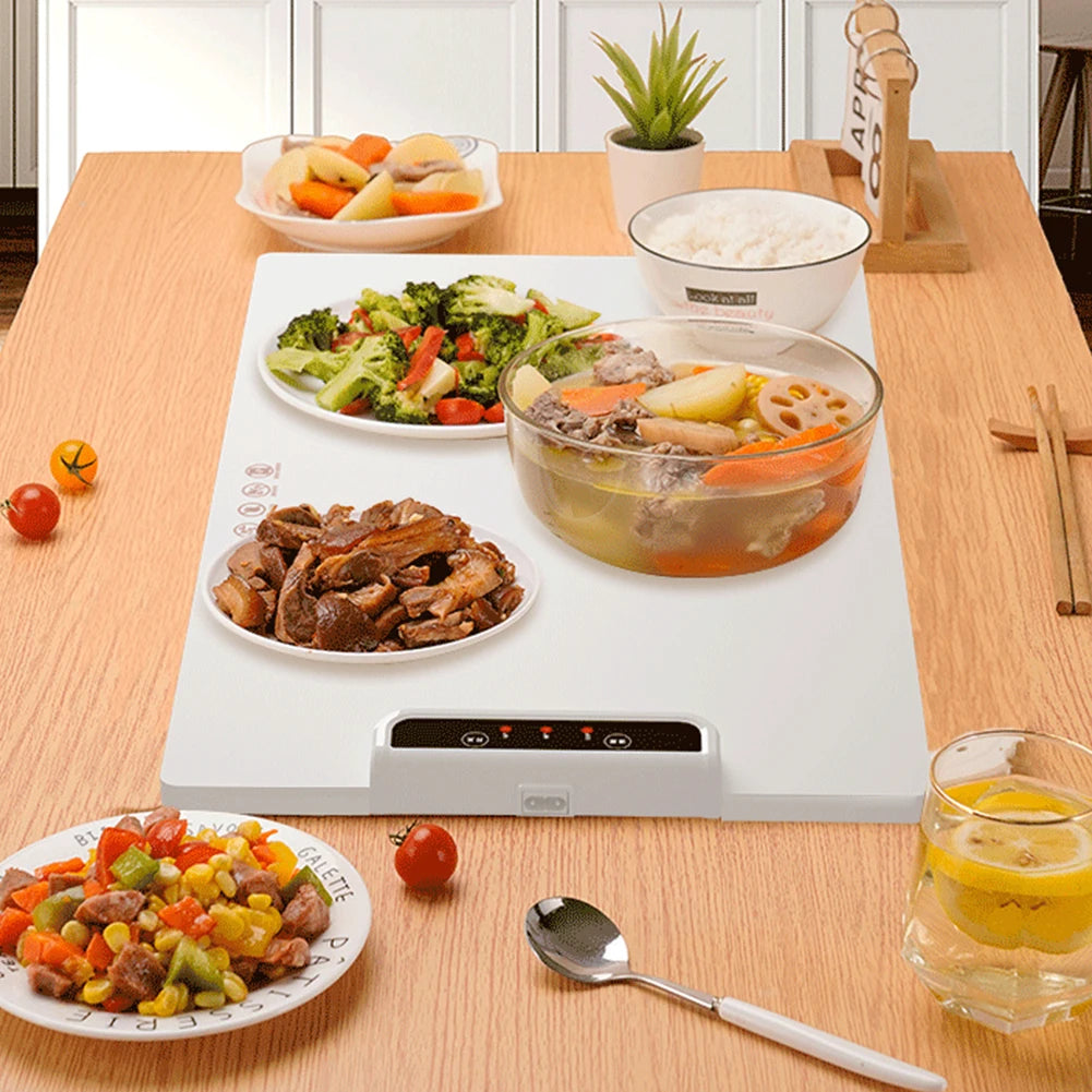 Food Electric Warming Tray Foldable Food Warmer Plate Fast Heating with Adjustable Temperature Control Keeps Food Warming