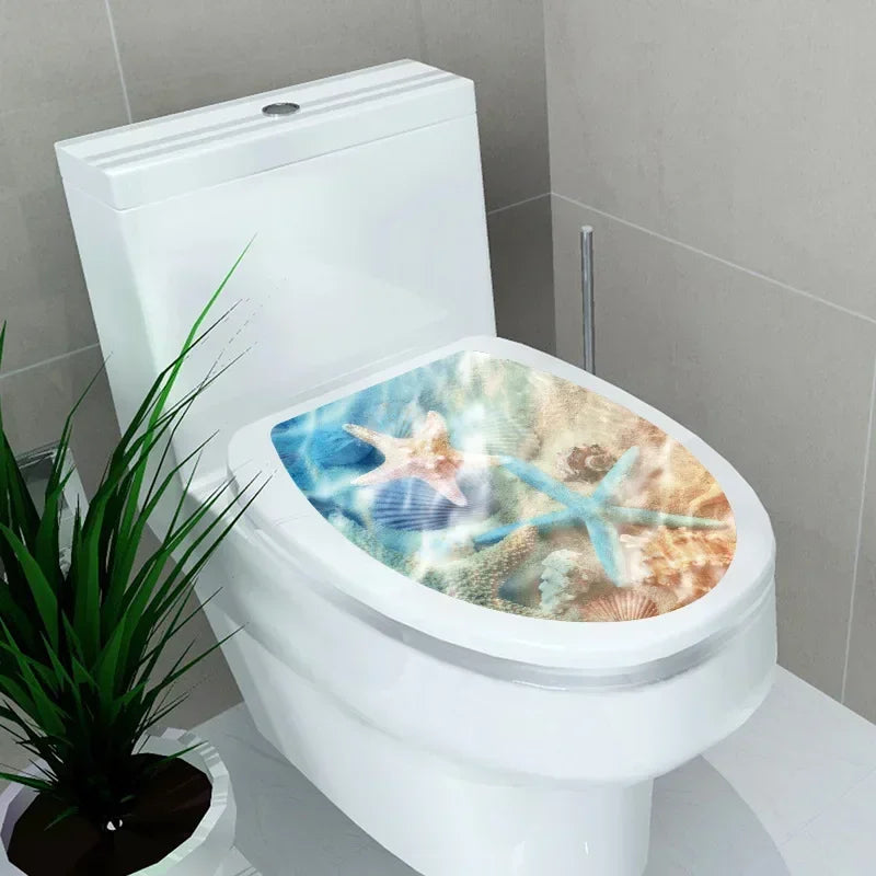 1pc DIY Undersea Animal Pattern Bathroom Decor 3D Toilet Seat Sticker PVC Art Wallpaper Removable Bathroom Decals Toilet Sticker