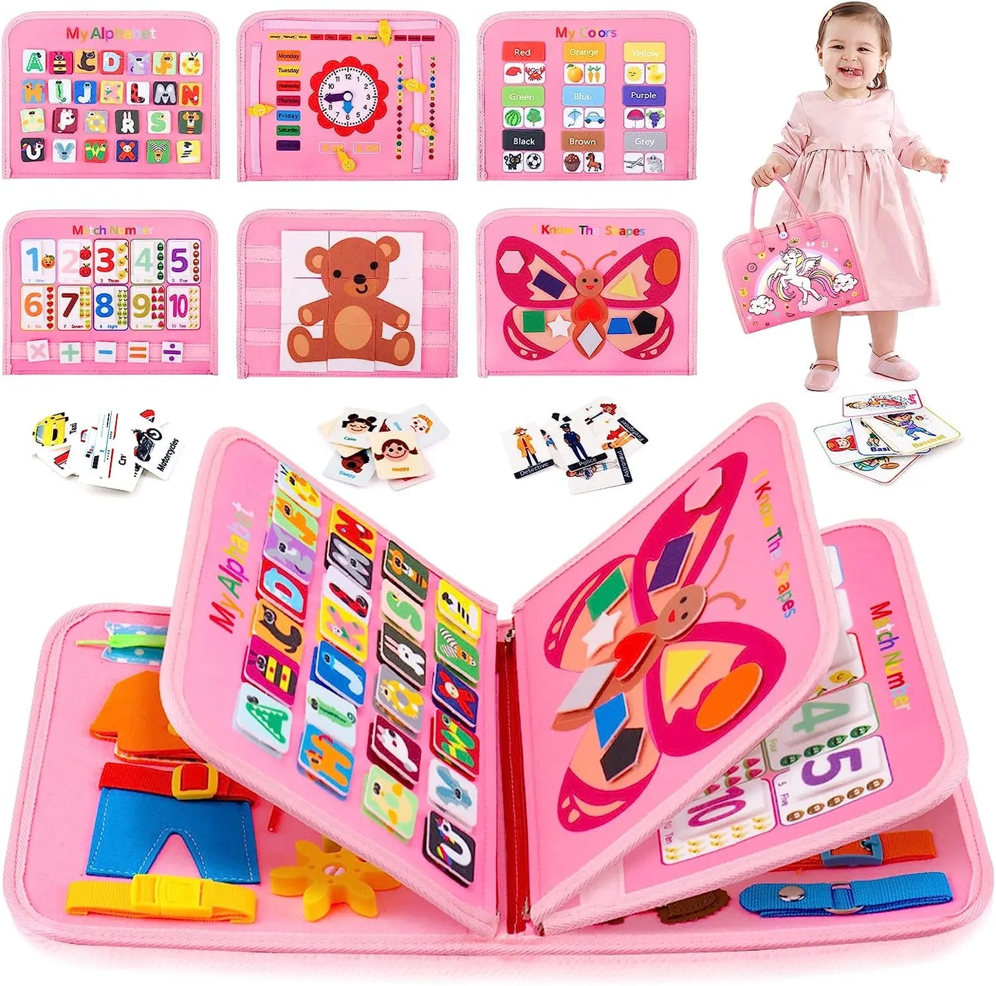 Busy Board Montessori Toys For Toddler Sensory Learning Fine Motor Skills Toys EducationalTravel Activity For Xmas Kids Gifts