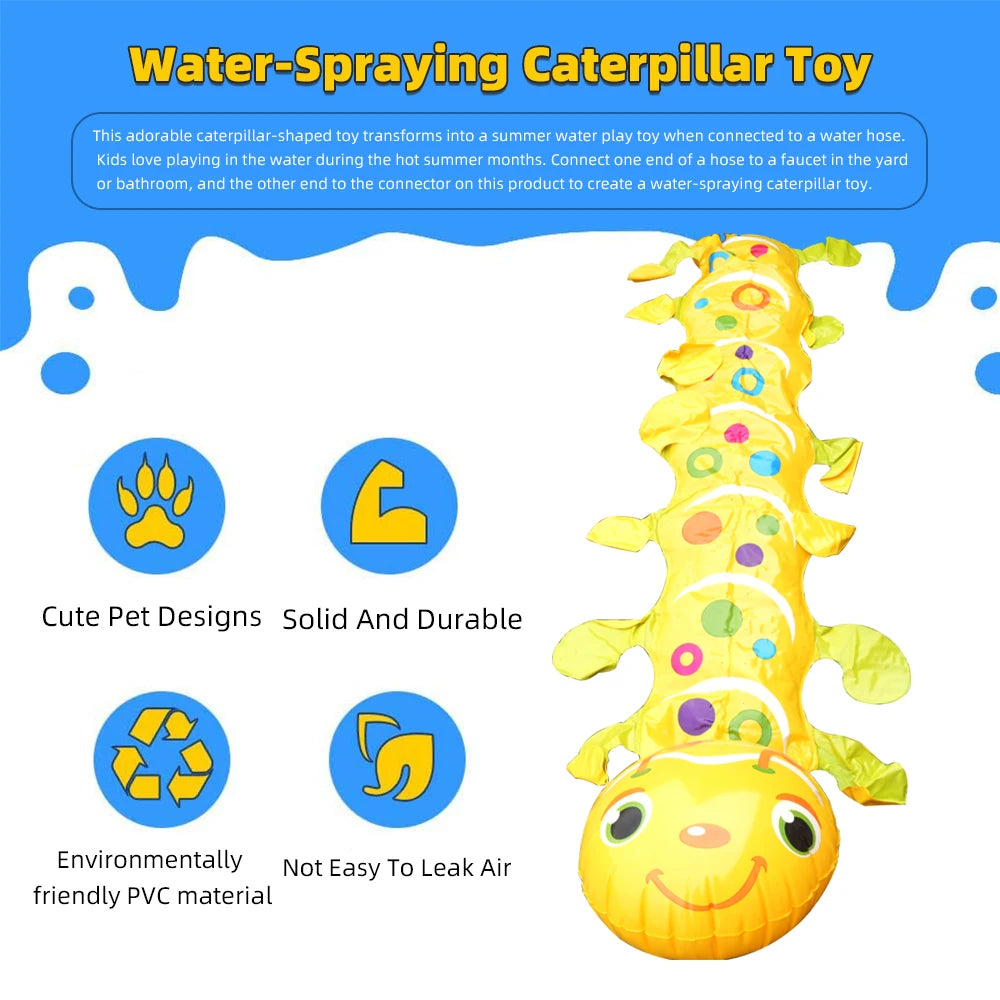 Caterpillar Sprinkler Pad Splash Play Mat for Kids Toddlers Summer Outdoor Backyard Lawn Water Toys Inflatable Spray Pad