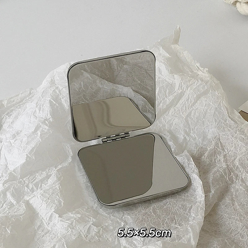 1pc Portable Women Stainless Steel Makeup Hand Pocket Mirror