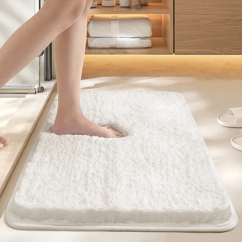 Bathroom absorbent carpet floor mat solid color bathroom antibacterial foot mat non slip mat at the toilet door machine washable