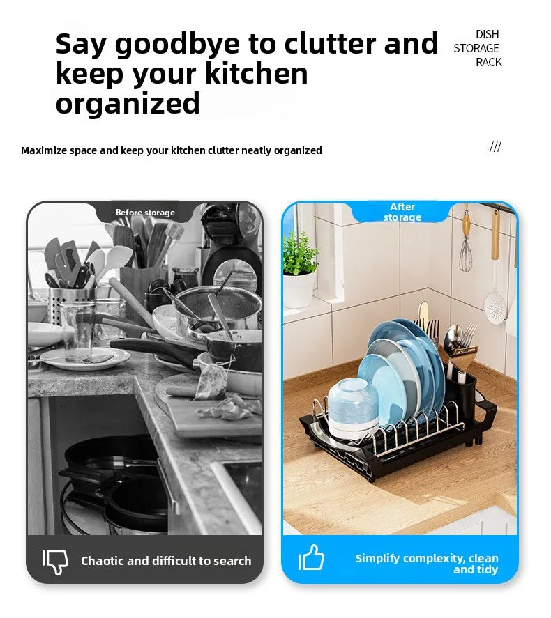 1pcs Expandable Small Dish Drying Rack Dish Racks for Kitchen Counter Dish Drainer with Removable Cutlery Holder