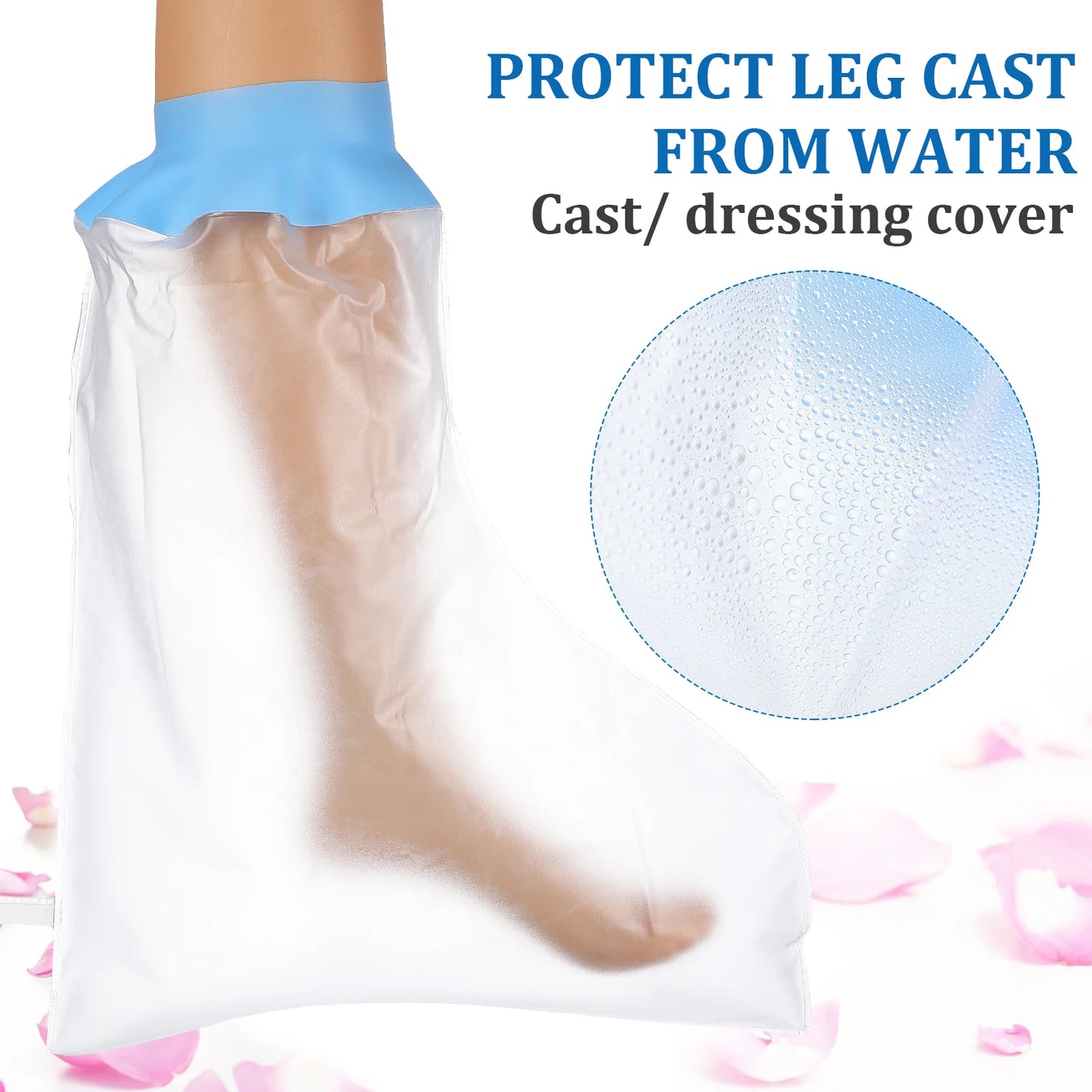 Waterproof Foot Covers Shower Boot Adult Cast Silica Gel Protector Elastic Opening Reusable for Drying Storage