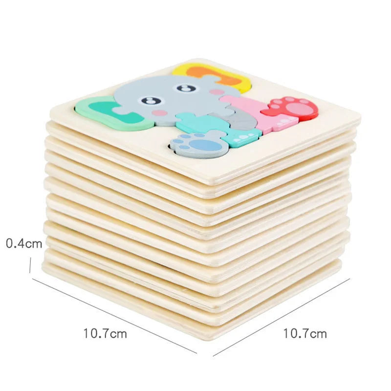 Kids Colorful Cartoon Animals 3D Puzzles Games
