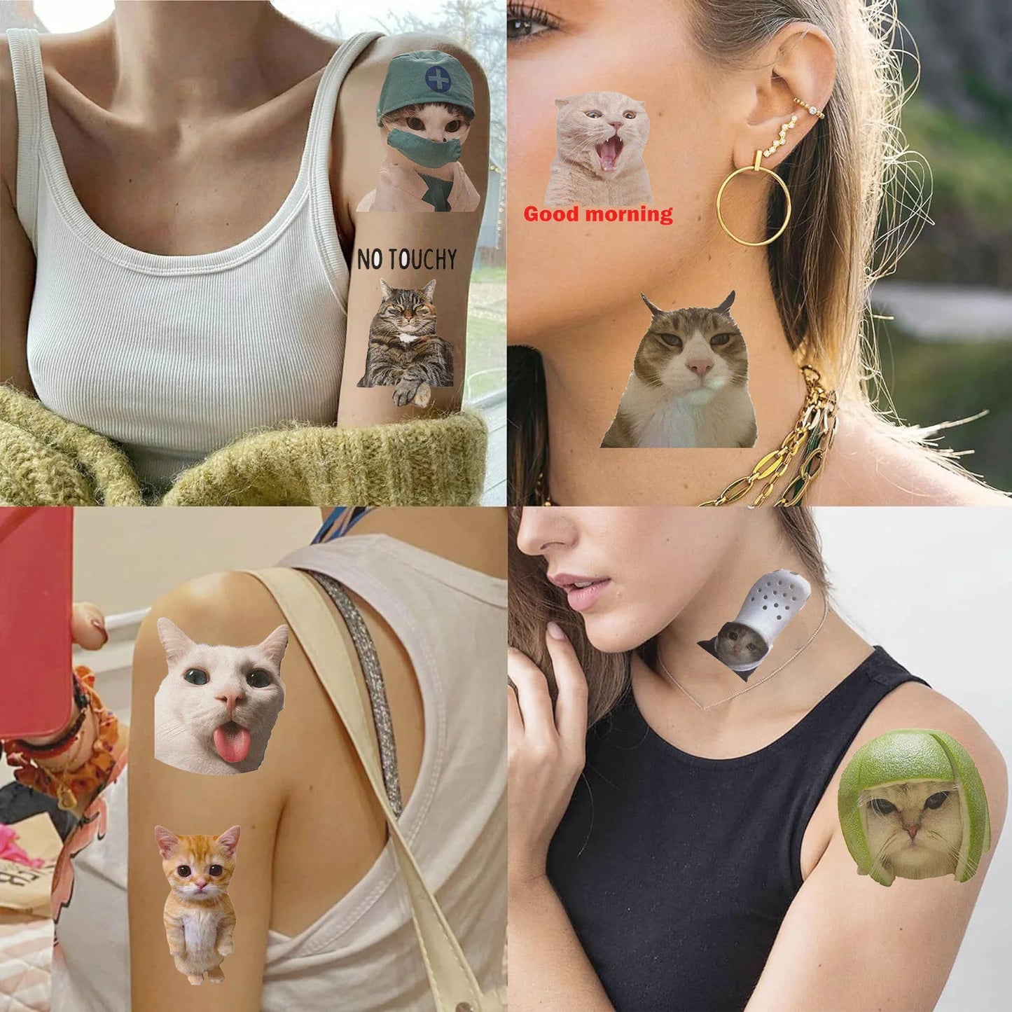 10Pcs/set New Love Cat Temporary Tattoo Stickers Cute Cat Children Waterproof Tattoo For Kids Funny Birthday Gift