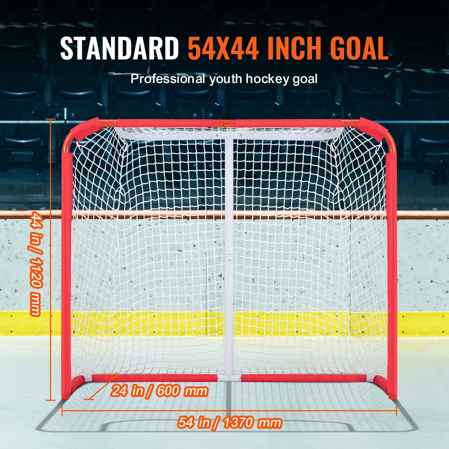VEVOR Youth Street Hockey Net Steel Hockey Goal Portable Lightweight Youth Street + Roller for Kids Hockey Training Goal Set