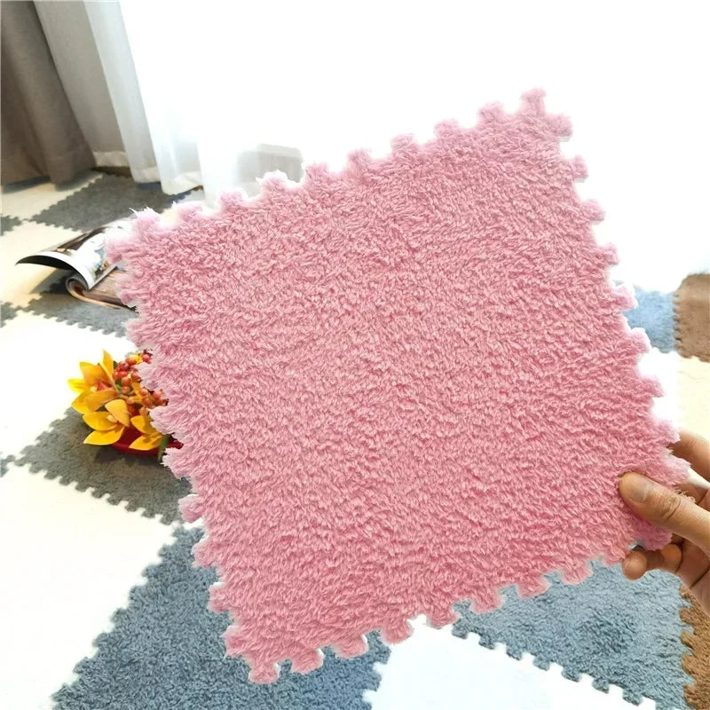 10Pcs Soft Plush Baby Play Mat EVA Foam Puzzle Carpet 30x30cm Children’s Mat Keep Warm for Kids Room Baby Toys Floor Playmat