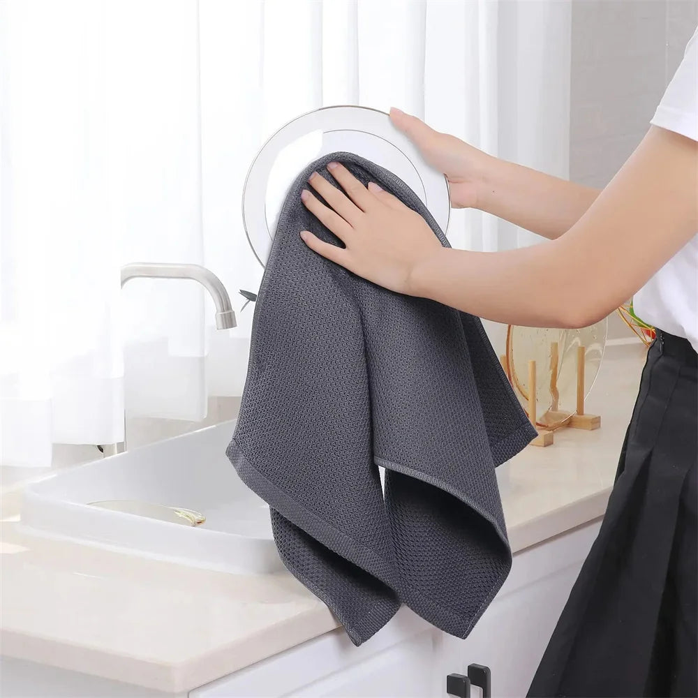 Olanly Kitchen Towel 100% Cotton Dishcloth Waffle Weave Kitchen Cloth Super Absorbent Quick Drying Wash Cloth Home Cleaing Towel