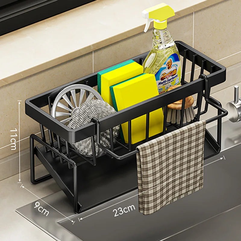 Sink Cleaning Tools Storage Rack Kitchen Multifunctional Stainless Steel Drain Rack for Sponge Cleanser Organiser Rag Hanger